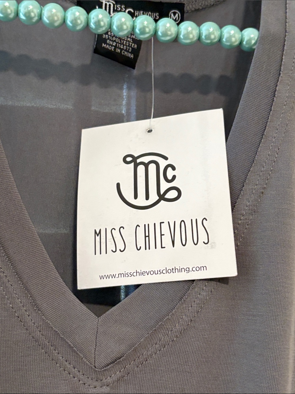 NWT Fred Meyer Miss Cheivous Gray Sz Medium Sleeveless Top With Tie - Picture 4 of 6
